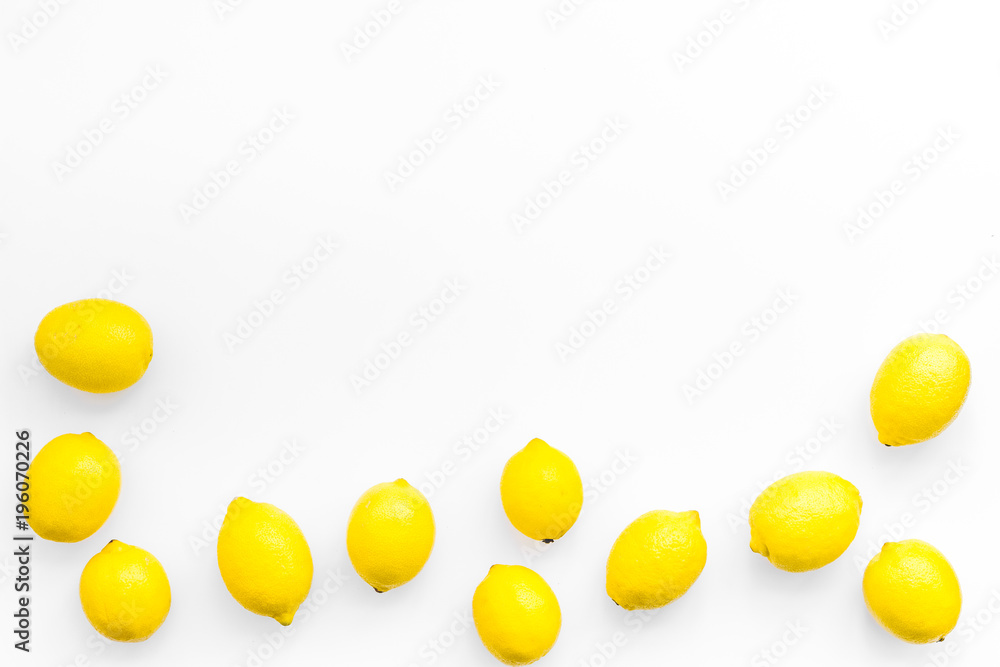yellow lemons for cooking citrus curd white background top view space for text