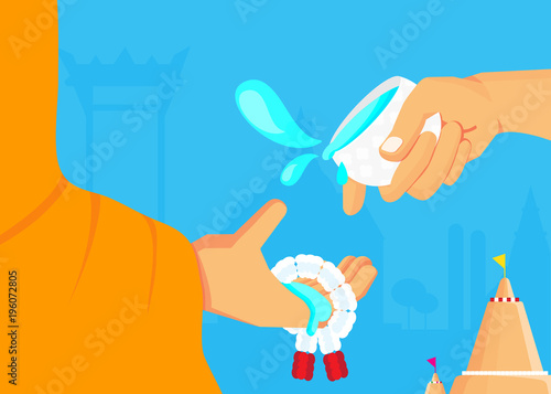 Thailand Songkran Festival Is the new year of Thailand . Most people prefer to go to the temple to Sprinkle water on to the monk