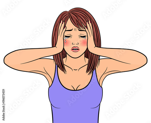 Crying beautiful woman