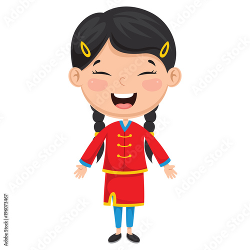 Vector Illustration Of A Chinese Kid