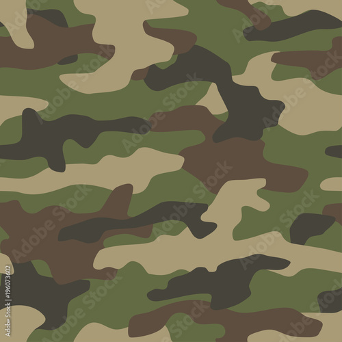 Camouflage seamless pattern. Classic style masking camo repeat print. Vector illustration.