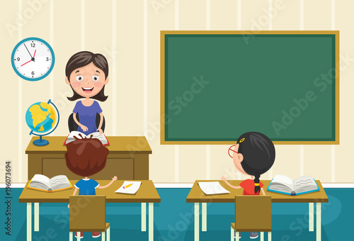Vector Illustration Of A Teacher Teaching