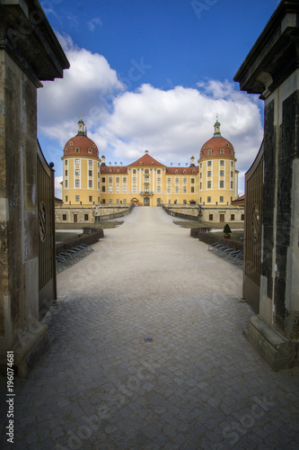 Castle Moritzburg in Dresden with the entrance door.