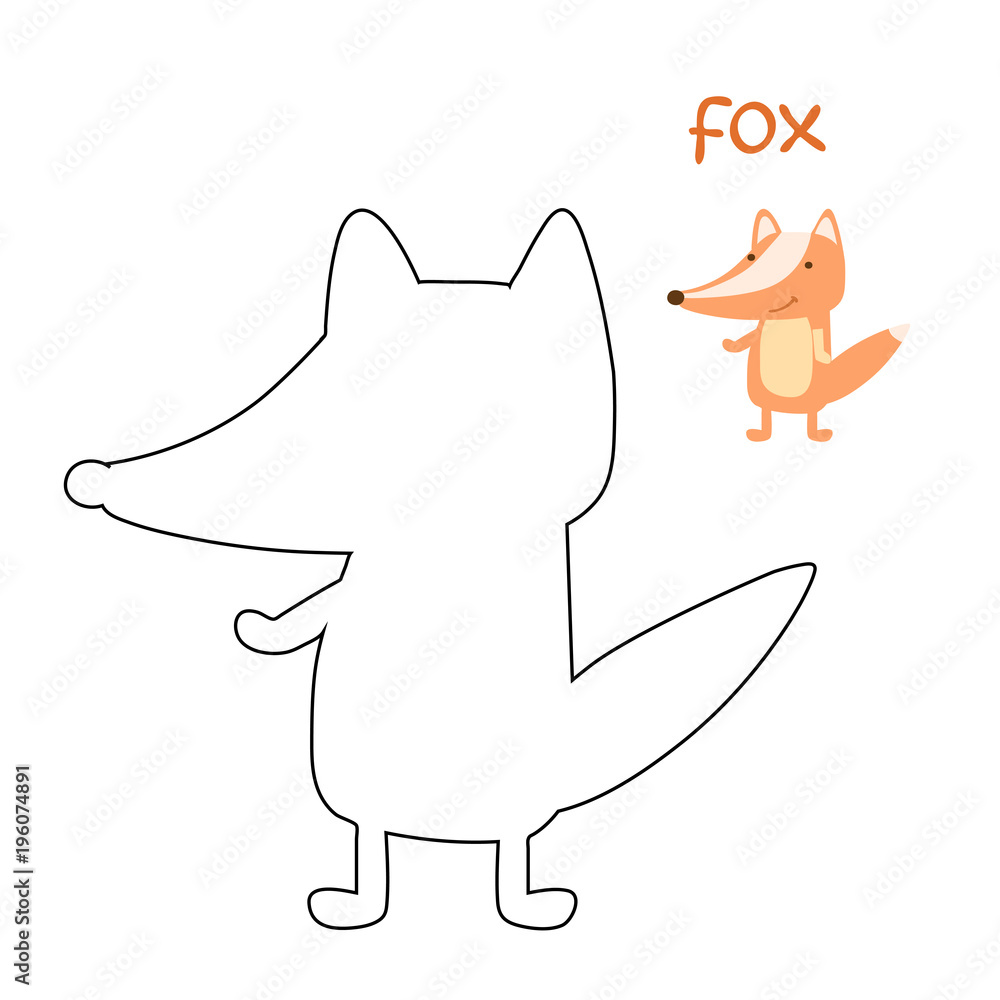Obraz premium Kids coloring page - fox