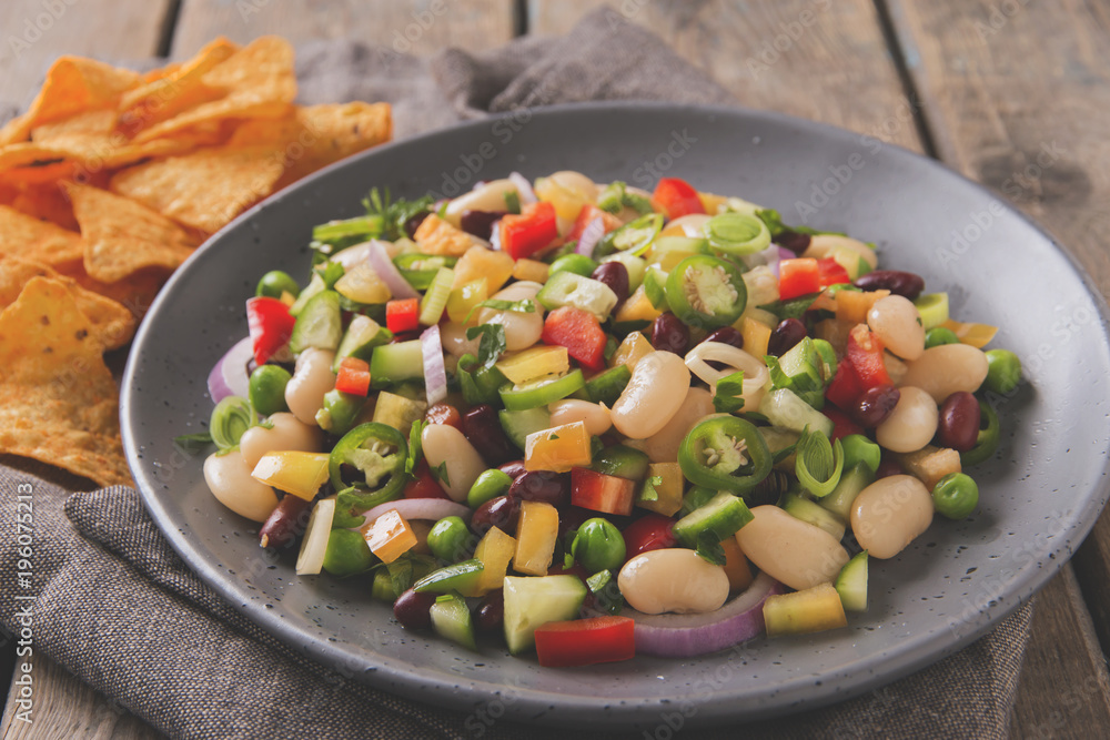 vegetable salad cucumber tomato beans onion pepper vegetable salad cucumber tomato beans onion pepper