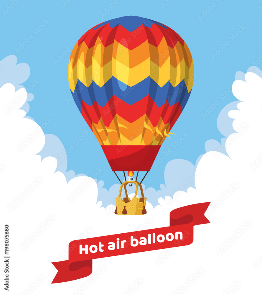 Naklejka Flat hot air balloon