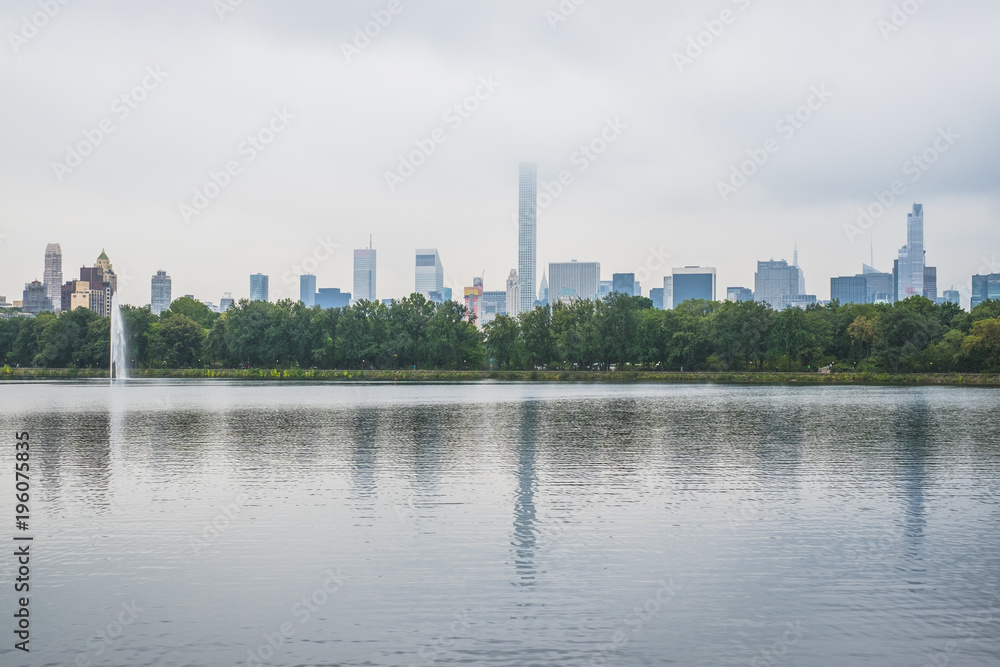 View of New York from Central Park. Lake. View of New York from Central Park. Lake.