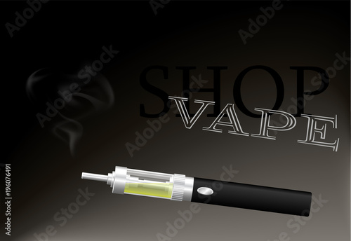 Electronic cigarette vaporizer smoke on black background