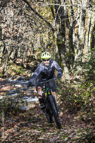 biker riding an Ebike on mountain