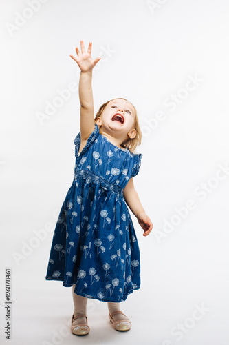 Small child reaching up, isolated