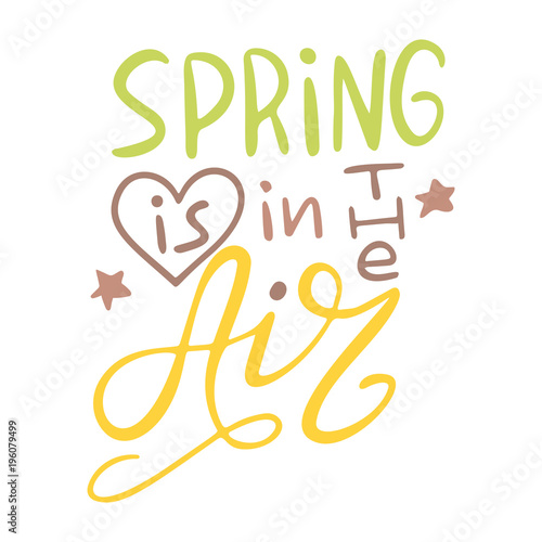Happy Spring lettering. Greeting card template. Hand drawn modern calligraphy style. Vector illustration