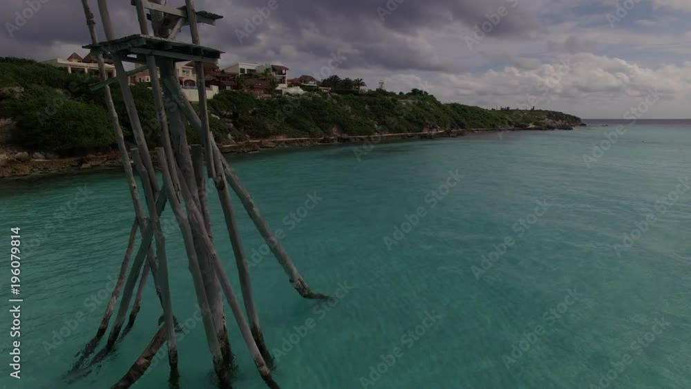 Aerial Mexico Island Ocean Treehouse Boom Up Aerial Mexico Island Ocean Treehouse Boom Up