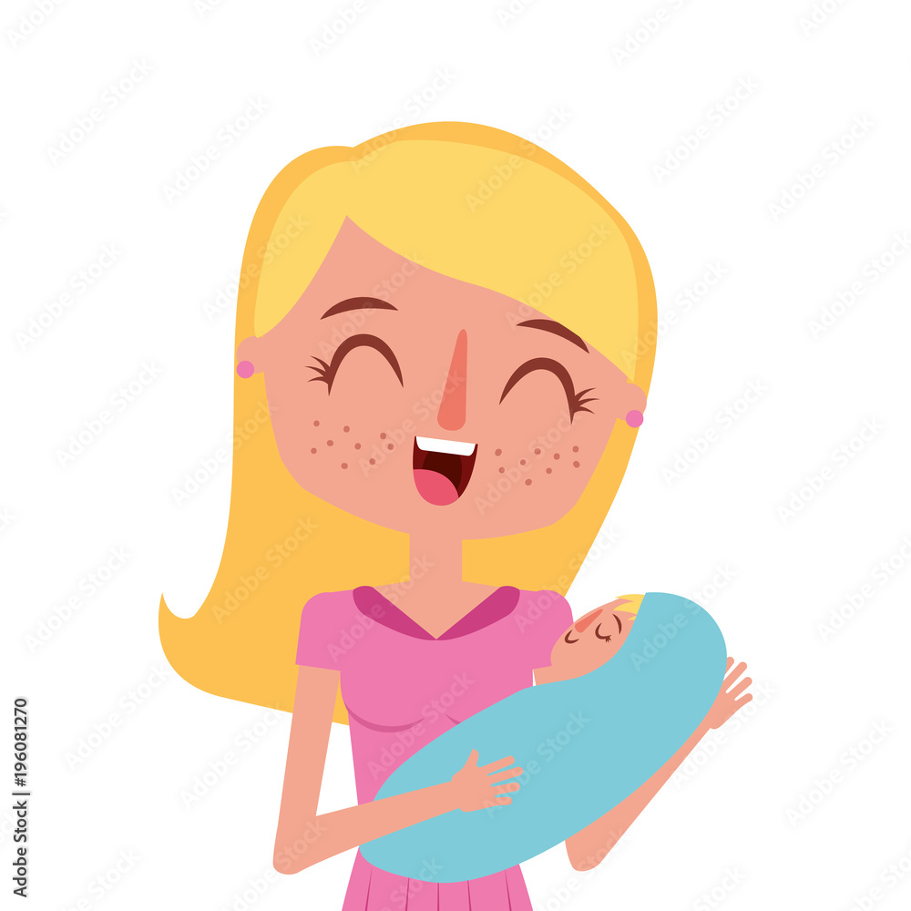 happy young mother hugging little toddler son vector illustration happy young mother hugging little toddler son vector illustration