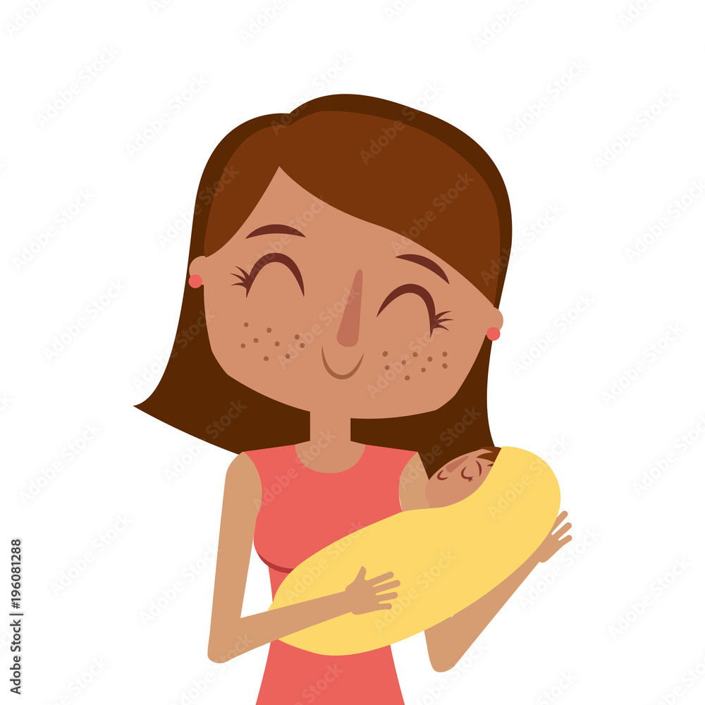 happy young mother hugging little toddler son vector illustration happy young mother hugging little toddler son vector illustration