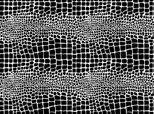 Snake skin pattern texture repeating seamless monochrome black & white. Vector. Texture snake. Fashionable print. Fashion and stylish background