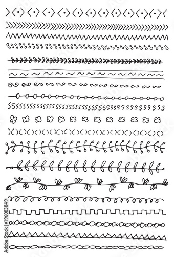 Ink hand drawn line border set
