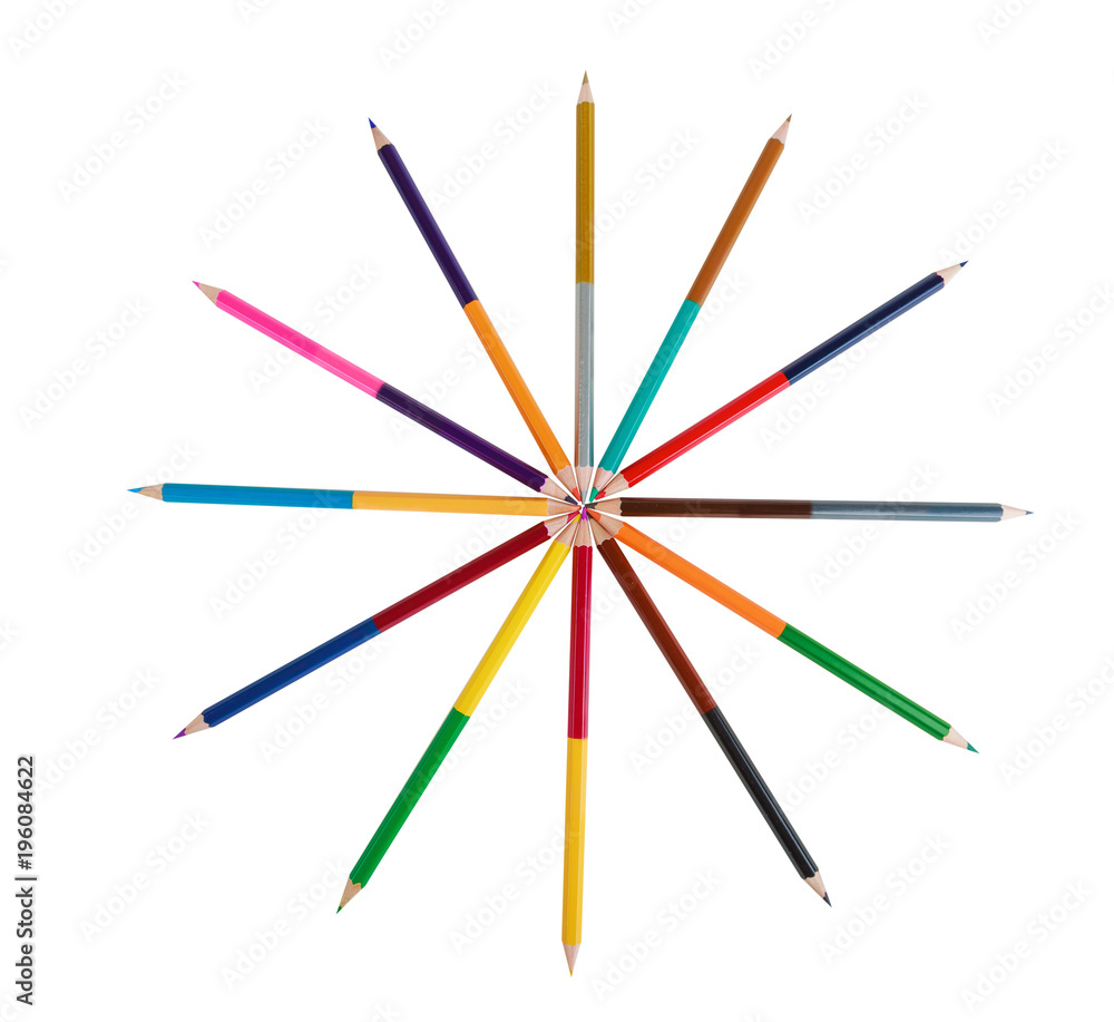 Bright double sided color pencils, art concept
