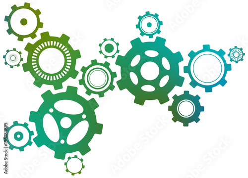 Linked Cogwheels Design - Vector Illustration