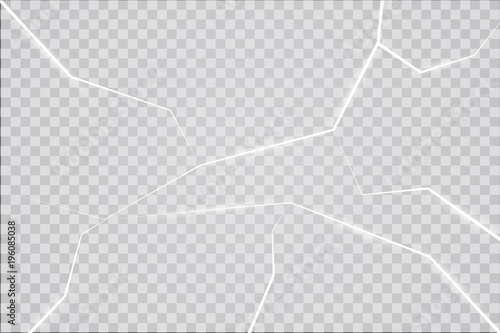 The surface texture is cracked on ice, isolated on a transparent background. Vector illustration. Broken glass