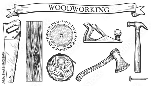 woodworking objects set