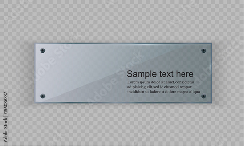 Vector glass modern banner set with shiny golden metallic frame on transparent background.
