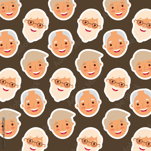 older faces man grandpa pattern vector illustration