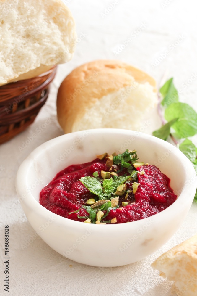 Homemade Beet dipping sauce, selective focus Homemade Beet dipping sauce, selective focus