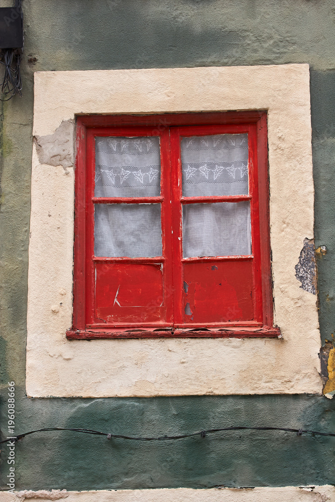 Portuguese traditional colorful window. Portugal