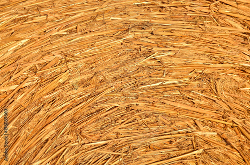 Texture of pressed straw in a bale.