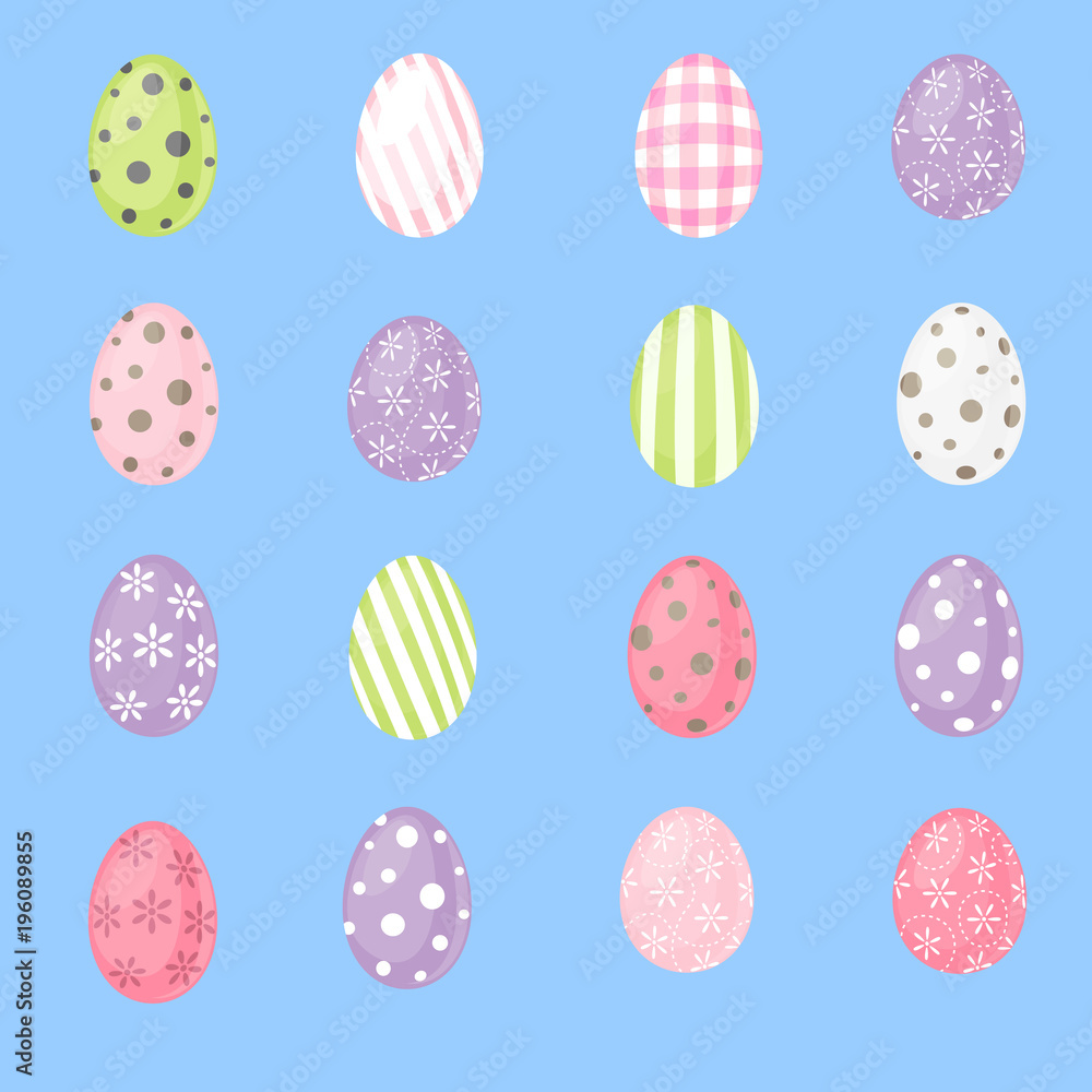 Sixteen Cartoon Easter Eggs set Sixteen Cartoon Easter Eggs set