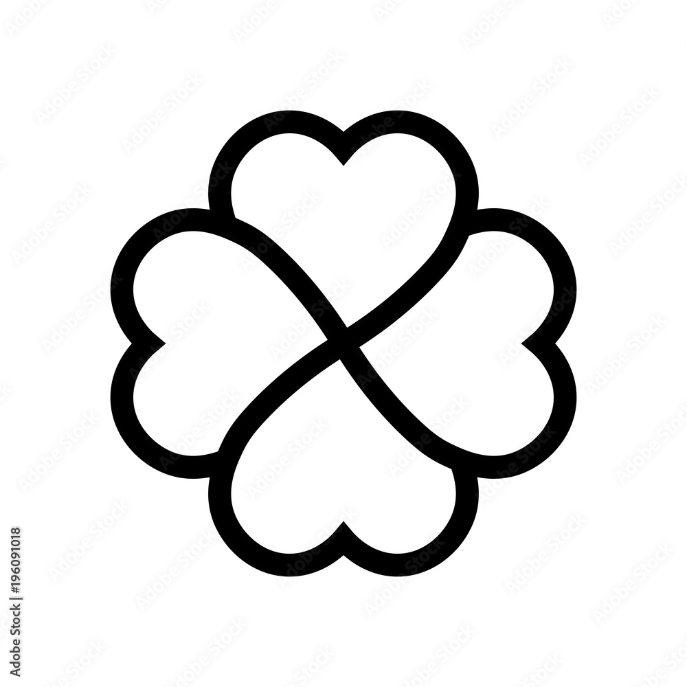 Shamrock symbol. Fourleaf clover black vector outline. Shamrock symbol. Fourleaf clover black vector outline.