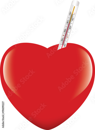 cuore con termometro misurazione calore