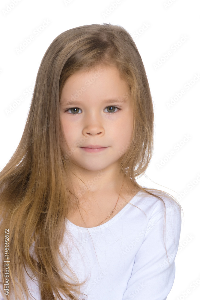 Portrait of a little girl close-up. Portrait of a little girl close-up.