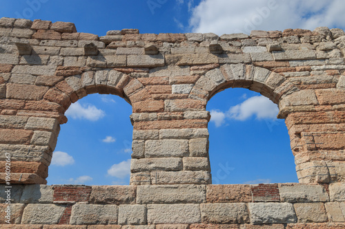 Four isolated arcs called “the wing” at the Verona Arena are the last remaining pieces of the outmost circle in the roman amphitheatre