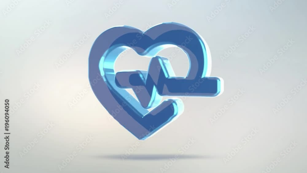 heart icon is made of glass. Transparent rotating medicine icon with alpha channel blue green color. Seamless looping symbol 3D figure heart icon is made of glass. Transparent rotating medicine icon with alpha channel blue green color. Seamless looping symbol 3D figure
