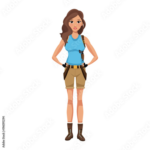Action woman costume cartoon vector illustration graphic design