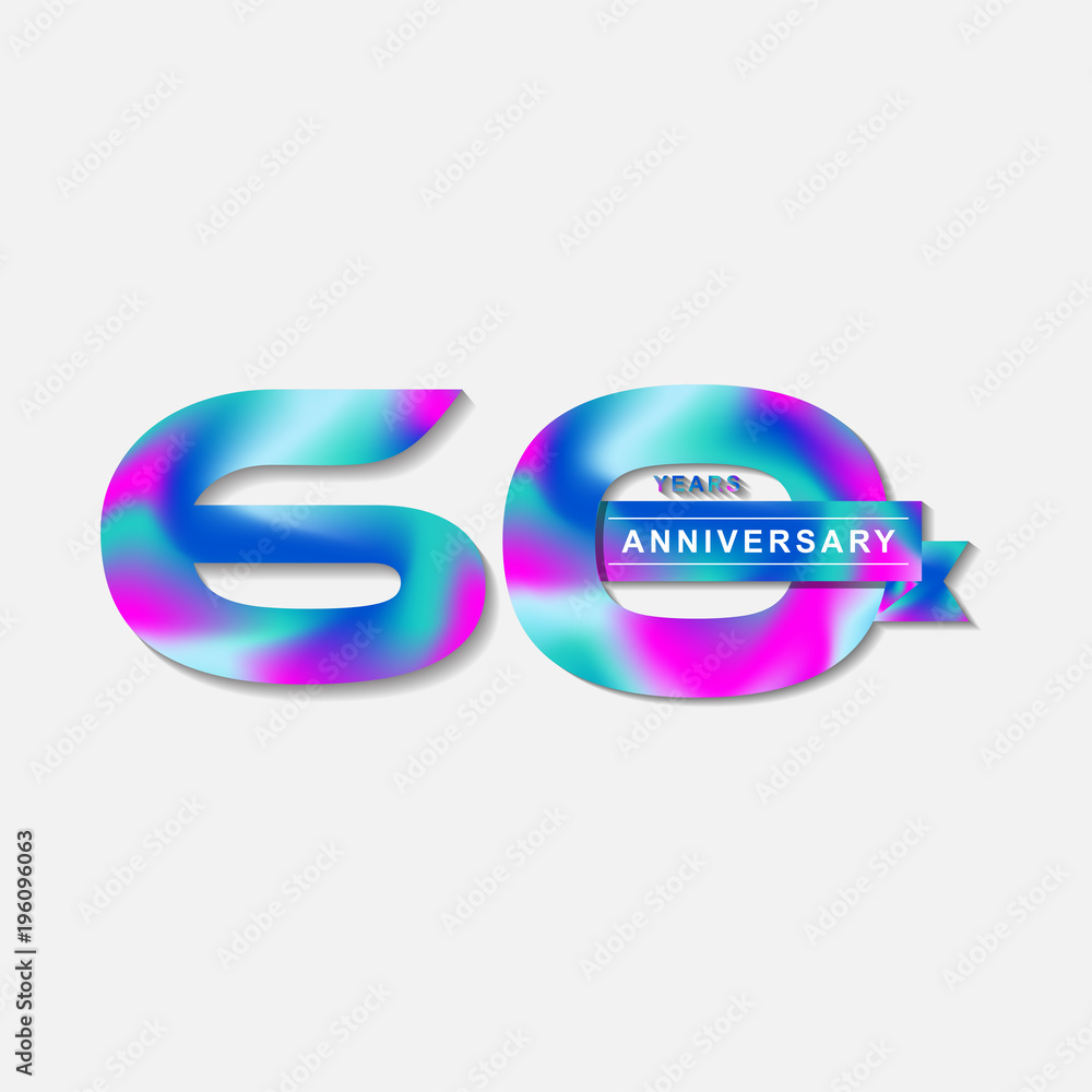 Happy 60 year anniversary with fluid color. Birthday Number Template. EPS 10 vector. Happy 60 year anniversary with fluid color. Birthday Number Template. EPS 10 vector.