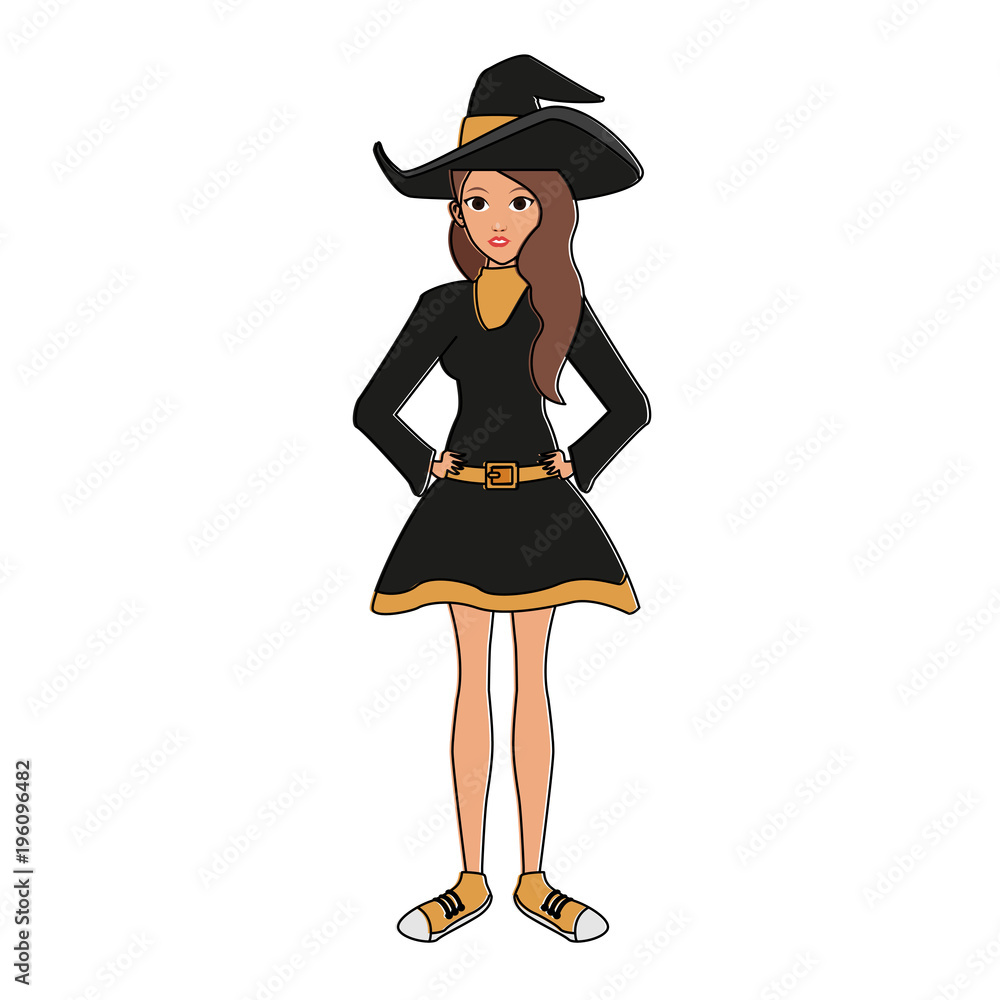 Woman with witch costume cartoon vector illustration graphic design Woman with witch costume cartoon vector illustration graphic design