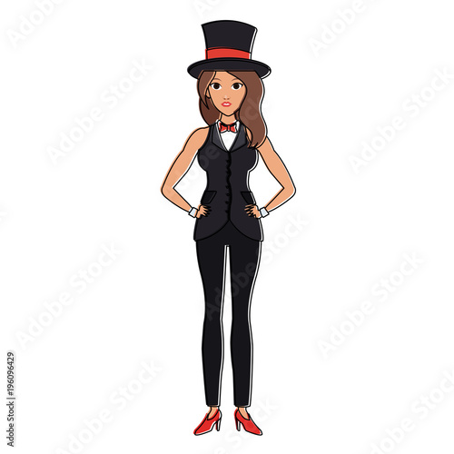 Woman magician costume cartoon vector illustration graphic design