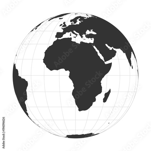 Vector Earth globe focused on Africa continent.