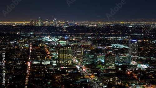 Downtown Los Angeles and Downtown Glendale at Night Timelapse photo