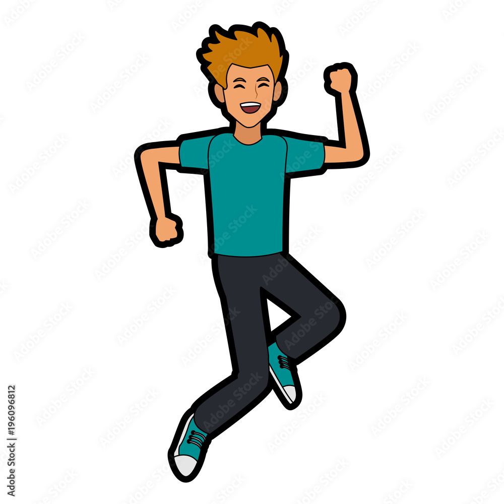 Happy man jumping cartoon vector illustration graphic design Happy man jumping cartoon vector illustration graphic design