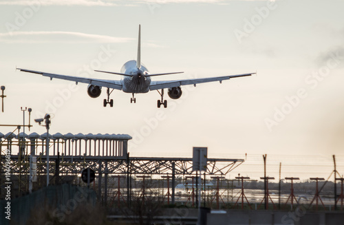 Plane landing at the airport