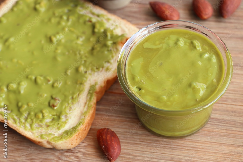 Green tea milk spread with almonds Green tea milk spread with almonds