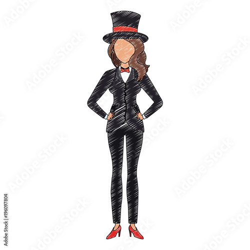 Woman magician costume cartoon vector illustration graphic design
