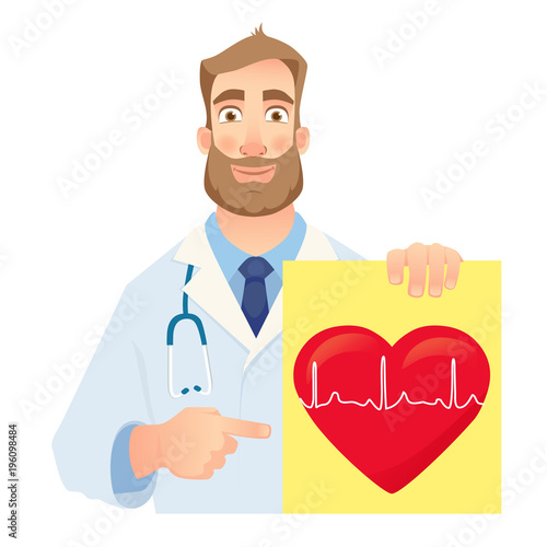 cardiologist holding banner