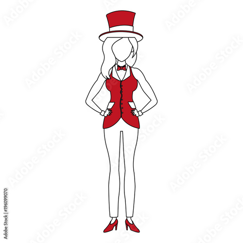 Woman magician costume cartoon vector illustration graphic design