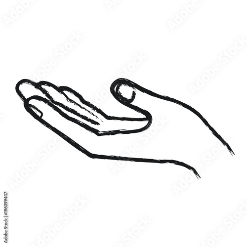 blurred silhouette opened hand of symbol of receiving vector illustration