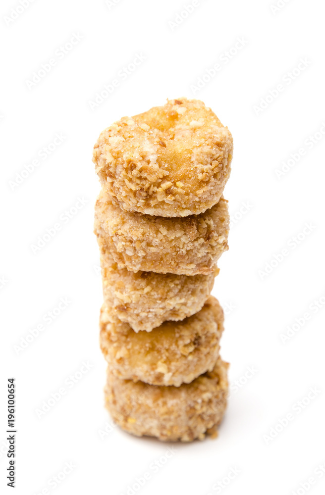 Small Coconut Donuts on a White Background Small Coconut Donuts on a White Background