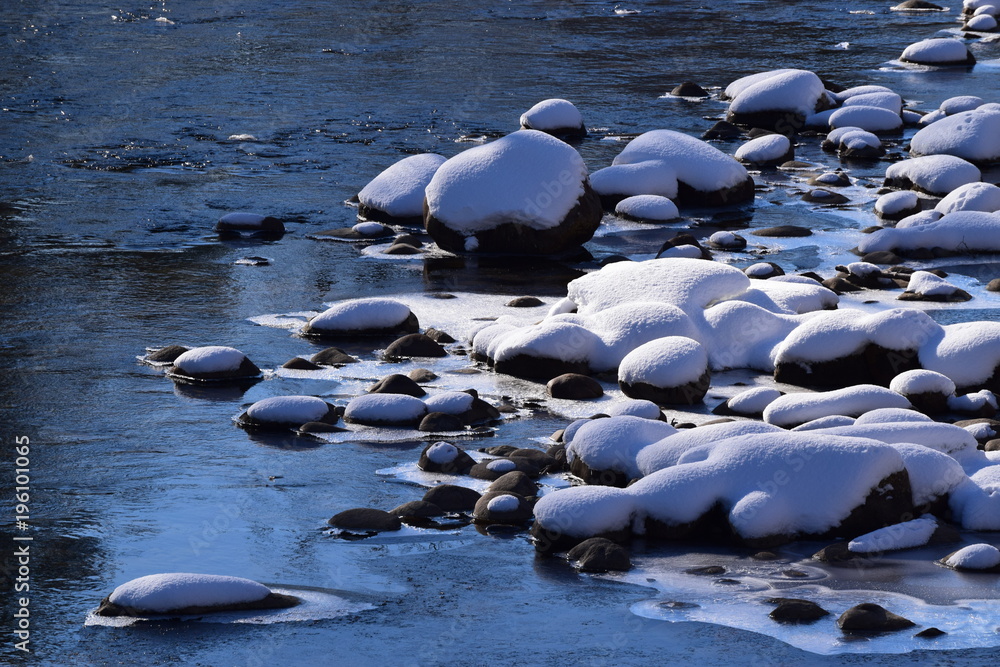 Snow Covered River Rocks Snow Covered River Rocks